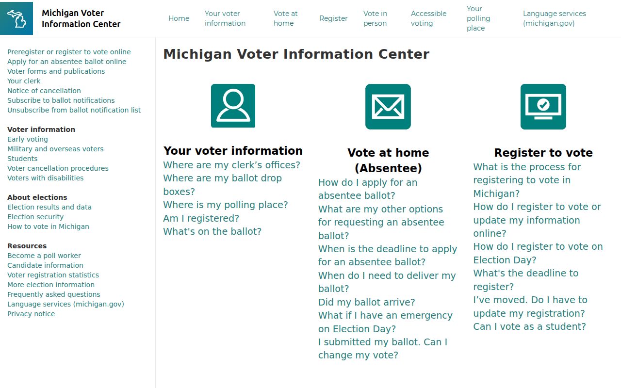 Meridian Township residents directory Michigan Voter Information Center lookup