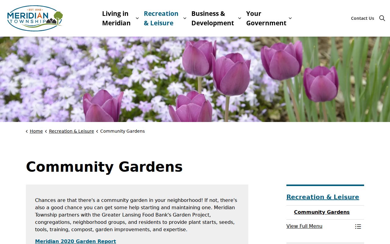 Meridian Township neighbors community gardens place-clue source