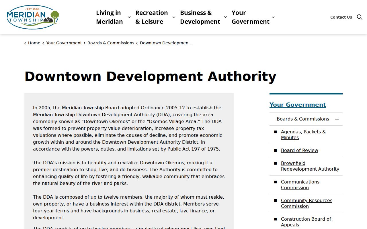 Meridian Township neighbors research through the Downtown Development Authority page