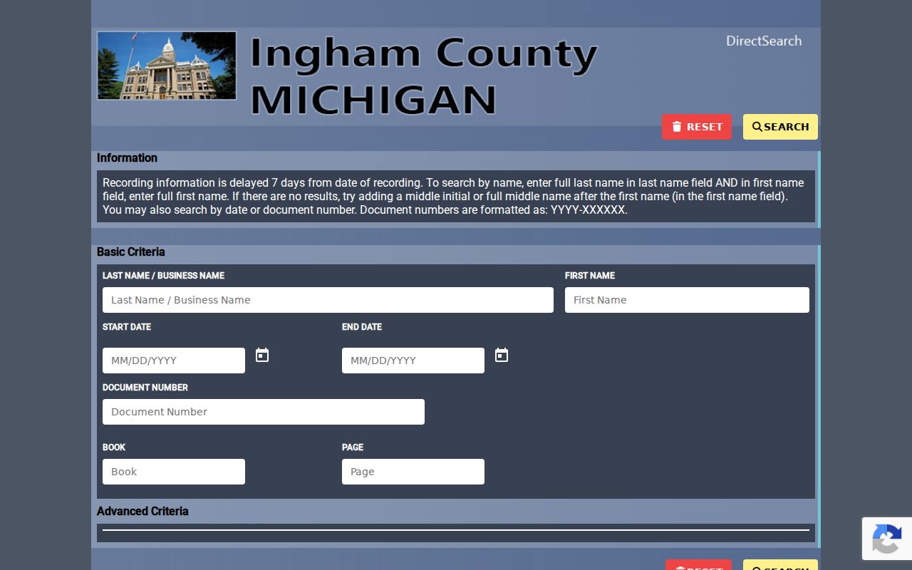 Meridian Township previous residents research through Ingham Register of Deeds Direct Search