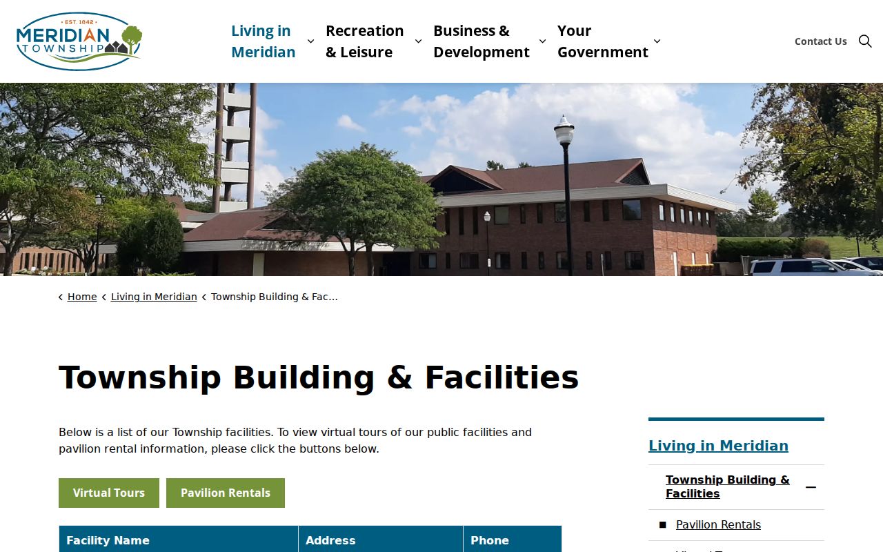 Meridian Township ZIP code directory township facilities mailing-address examples
